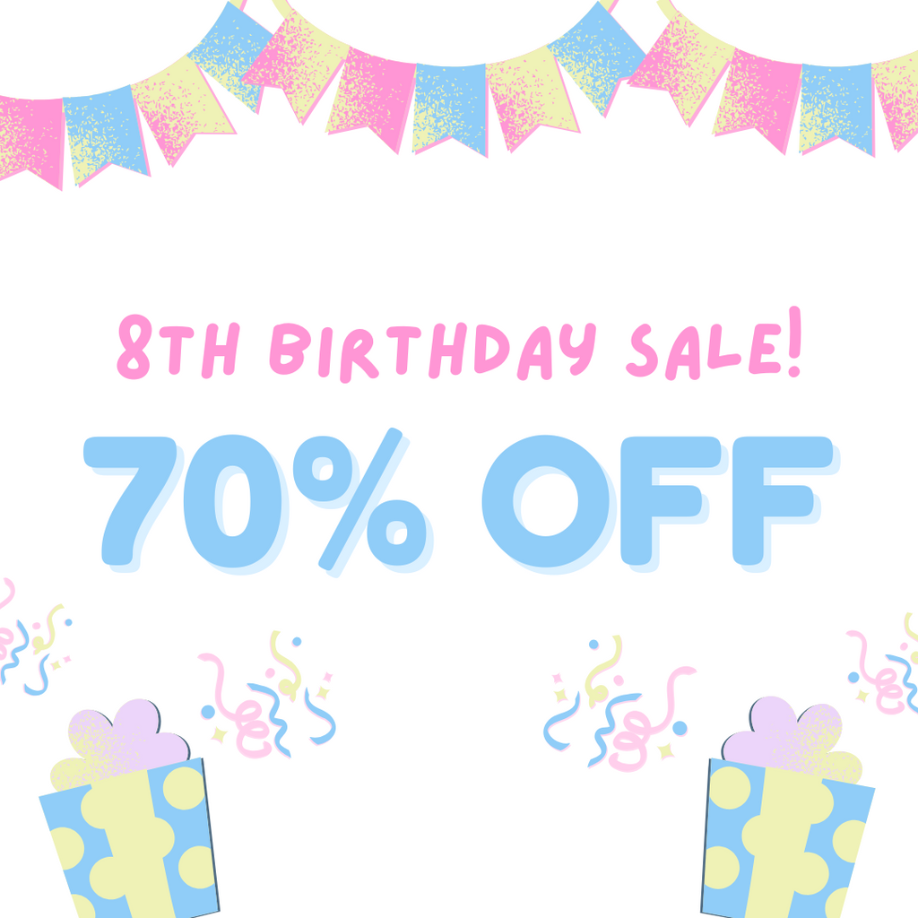 8th Birthday Sale - 70% Off